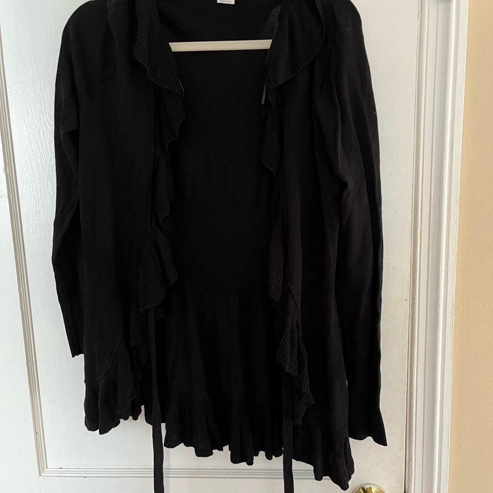 Chic Black Ruffled Cardigan